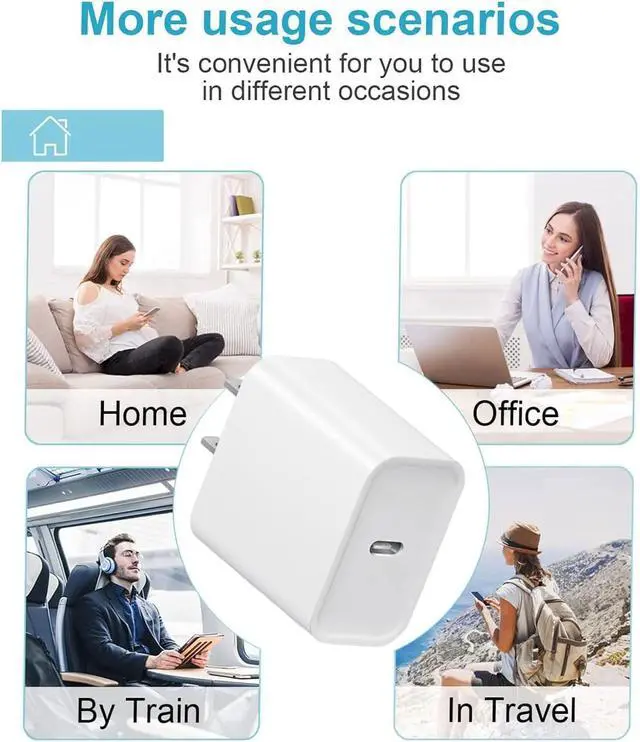 Alt view image 5 of 7 - i Phone 17 16 15 Charger Fast USB C Charger Type-C Charging Block with 6ft Cable Wall Charging Adapter Suitable for iPhone 17/17 Air/17 Pro/17 Pro Max/iPhone 16/16 Plus//16 Pro Max/15/15 Pro (White)