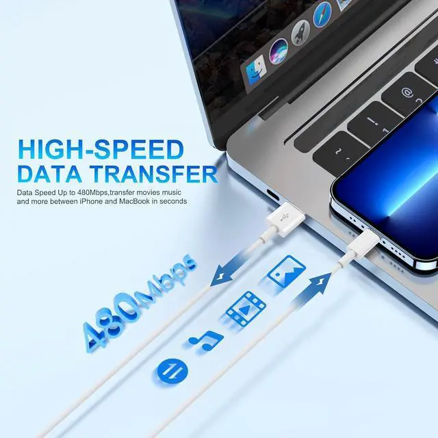 Alt view image 5 of 7 - iPhone Lightning Cable 6FT [ MFi Certified] iPhone Cable Fast Charging Cord for iPhone 14 13 12 11 Pro Max XS XR X 8 7 6 Plus SE and More