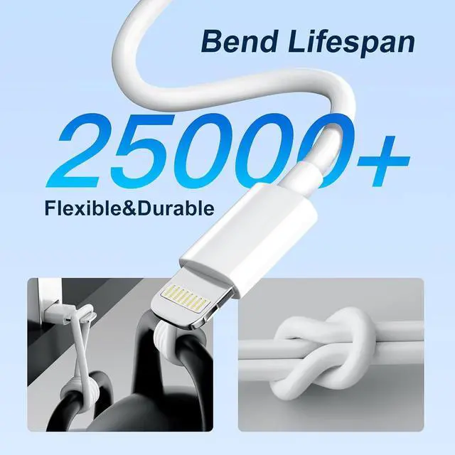 Alt view image 6 of 7 - iPhone Lightning Cable 6FT [ MFi Certified] iPhone Cable Fast Charging Cord for iPhone 14 13 12 11 Pro Max XS XR X 8 7 6 Plus SE and More