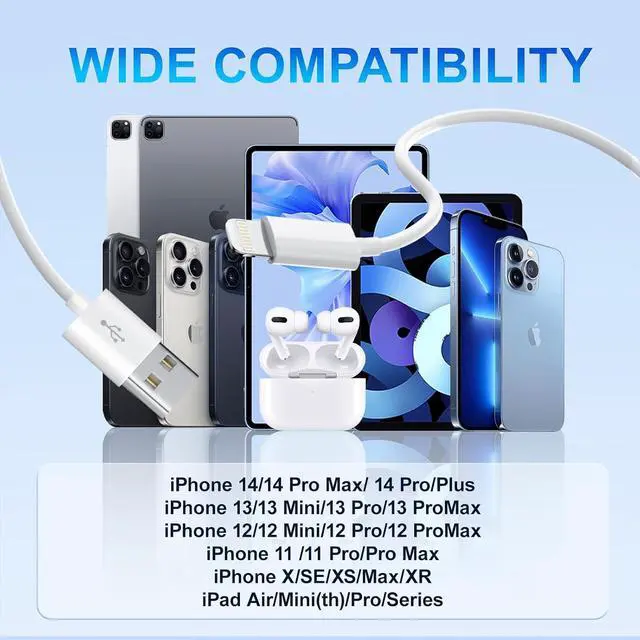 Alt view image 7 of 7 - iPhone Lightning Cable 6FT [ MFi Certified] iPhone Cable Fast Charging Cord for iPhone 14 13 12 11 Pro Max XS XR X 8 7 6 Plus SE and More