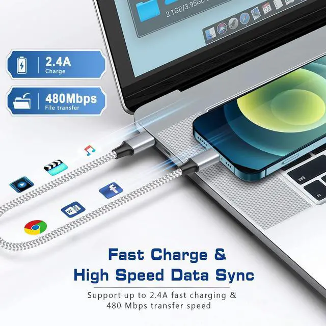 Alt view image 7 of 7 - 1ft USB C to Lightning Cable Short 2 Pack PD USB C iPhone Charger Cable MFi Certified 12 inch Fast Charging Type C to Lightning Cord Nylon Braided for iPhone 14/13/12/11Pro/X/XR/XS/8/7/6s/Plus/iPad