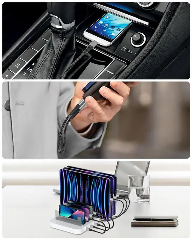 Alt view image 2 of 7 - 6 Inch USB C to Lightning Cable 0.5ft Short iPhone Charger Fast Charging Cord 3pack Nylon Braided Type C Lightning Cable for iPhone 14 13 12 11 Pro Max Xs X Xr 8/Airpods and Charging Station