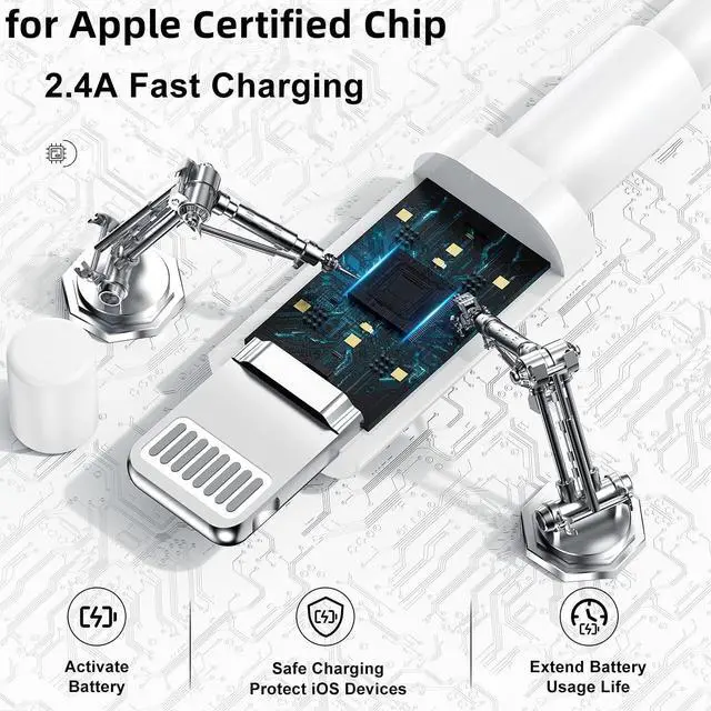 Alt view image 2 of 7 - USB C to Lightning Cable 10ft for  Certified 2Pack iPhone Fast Charger Cable Type C Port Support Long  Charging Cord 10 Foot for iPhone 14 Pro Max/13 Pro/13/12 mini/11/X/XS/8/7 Plus/iPad