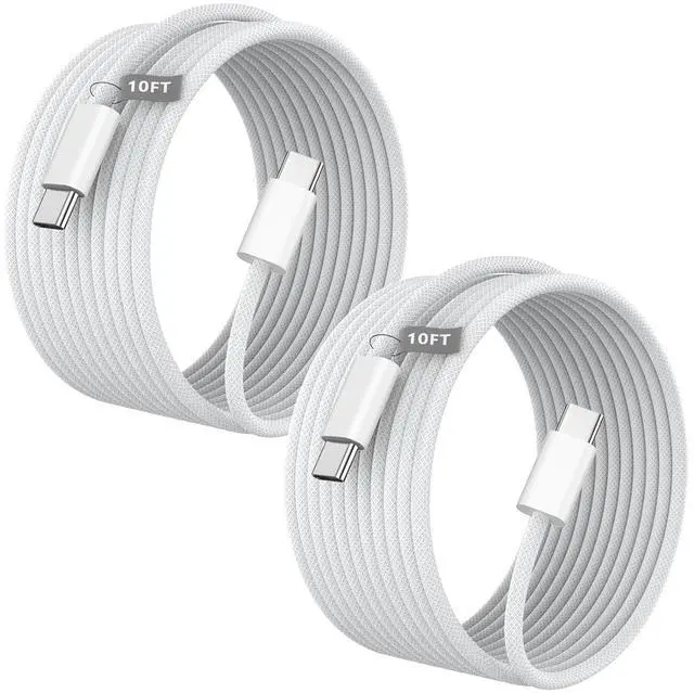 Main image of USB C to USB C Charging Cable 10FT 2 Pack 60W Type C Charger Fast Charging Cable Nylon Braided 10FT Long Type C Charger Cord for iPhone 16/16 Plus/16 Pro/16 Pro Max/15/15 Pro/15 Pro Max iPad Pro
