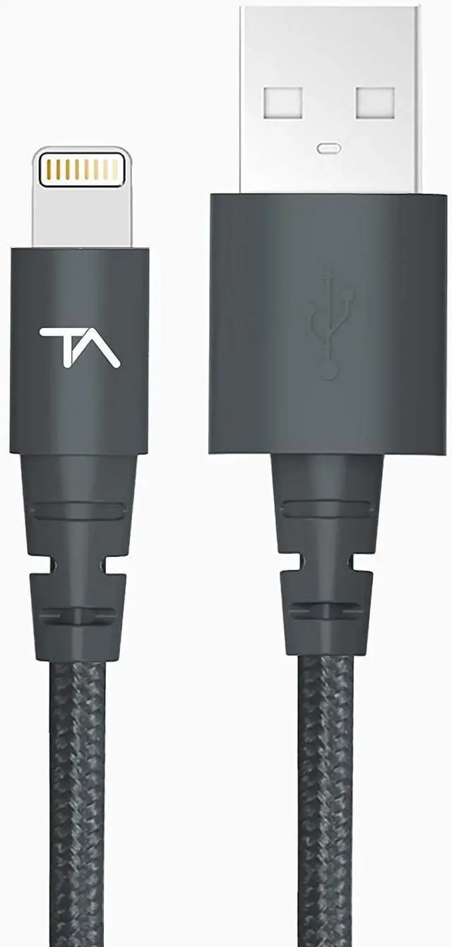 Main image of MFi Certified Lightning Cable to USB A - 2FT Space Grey - Tough-Braided Extra-Strong Jacket - Sync/Charge iPhone & iPad