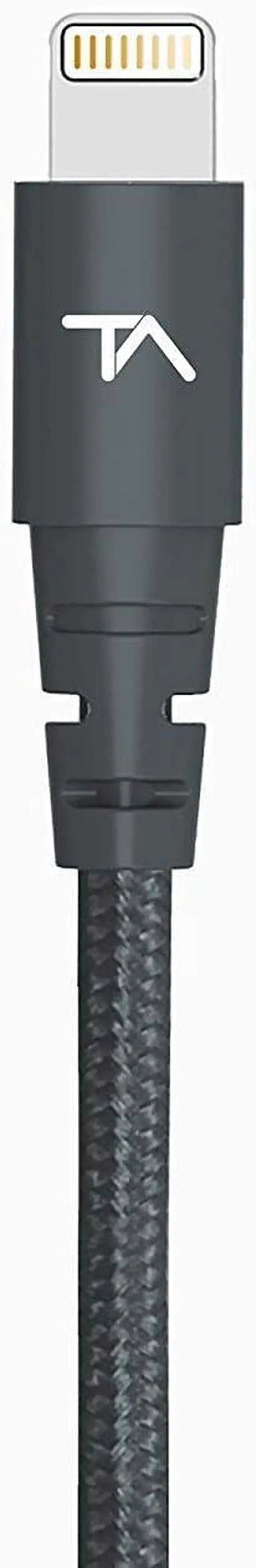 Alt view image 4 of 6 - MFi Certified Lightning Cable to USB A - 2FT Space Grey - Tough-Braided Extra-Strong Jacket - Sync/Charge iPhone & iPad