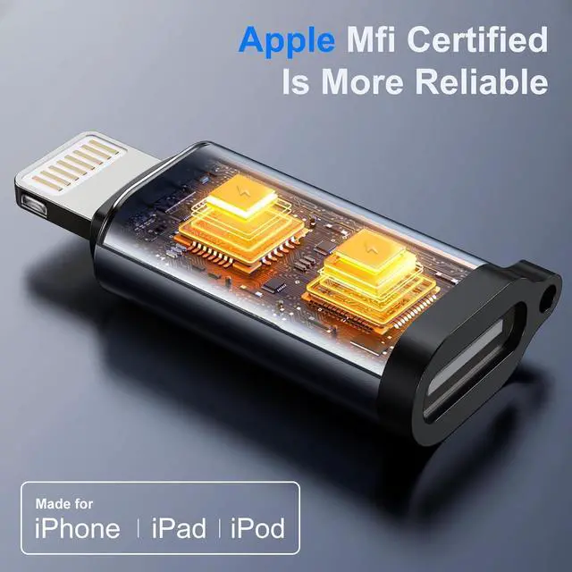 Alt view image 2 of 7 - [ MFi Certified] USB C to Lightning Adapter | 36W PD Fast Charging | Compatible with iPhone 14/13/12/11/X/8/7/6/5S/Se Series iPad Pro iPod Nano | Type C to Lightning Adapter - 3 Pack