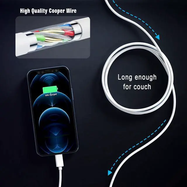 Alt view image 3 of 7 - USB C to Lightning Cable  Carplay Cable 3FT Car iPhone Charger Fast Charging Cord for iPhone 14 13 12 11 Pro Max XR XS X 8 Plus Car Charging Cord