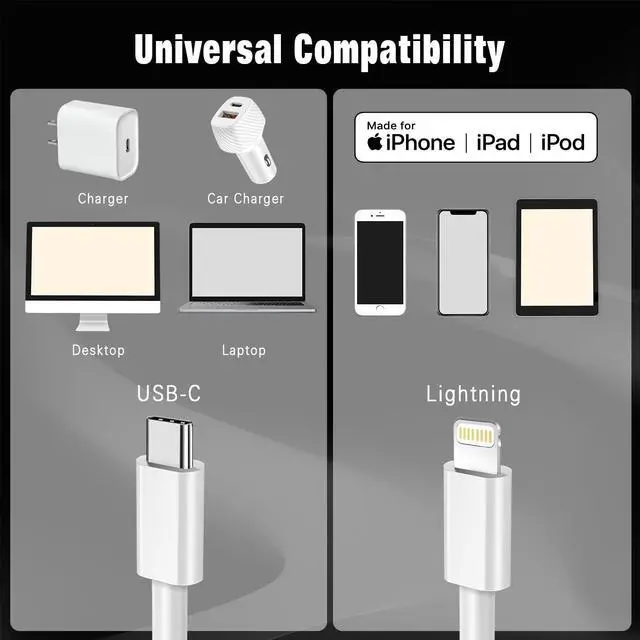 Alt view image 4 of 7 - USB C to Lightning Cable  Carplay Cable 3FT Car iPhone Charger Fast Charging Cord for iPhone 14 13 12 11 Pro Max XR XS X 8 Plus Car Charging Cord