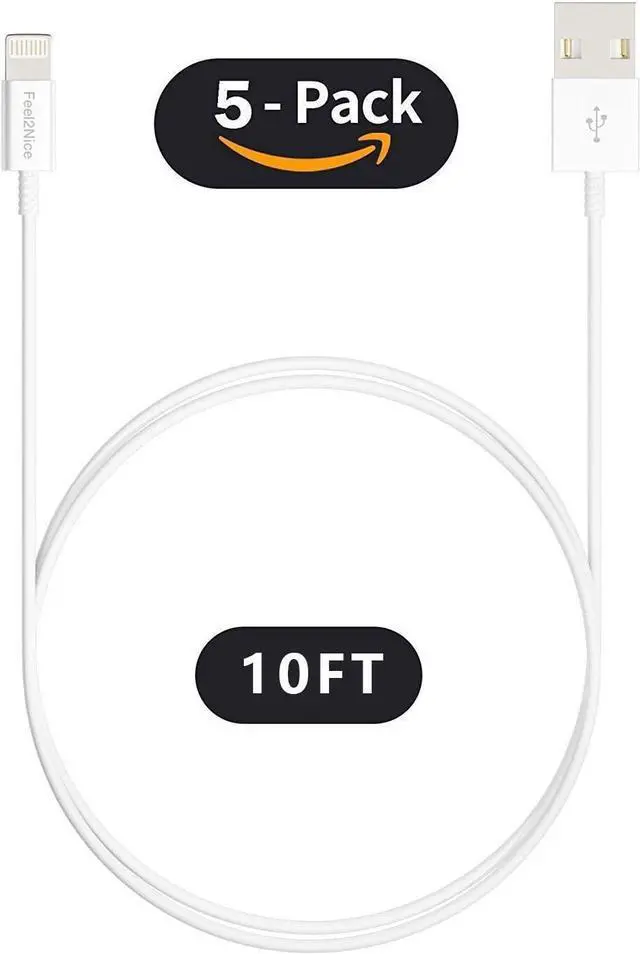 Alt view image 4 of 7 - [ MFi Certified ] 5Pack 10ft iPhone Charger Cable Long Lightning Cable 10 Foot High Fast 10 Feet iPhone Charging Cable Cord Connector for iPhone 12 Mini 12 Pro Max 11 Pro MAX XS Xr X 6 AirPods