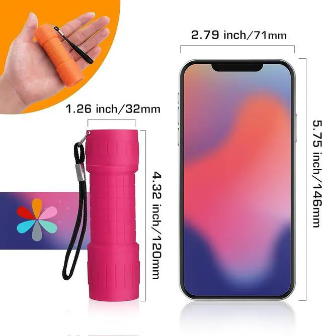 Alt view image 3 of 7 - EverBrite 9-LED Flashlight 6-Pack Impact Handheld Torch Assorted Colors with Lanyard 3AAA Battery Included (Hurricane Supplies, Camping, Hiking, Emergency, Hunting)