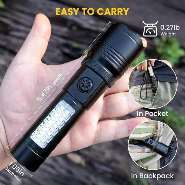 Alt view image 7 of 7 - Rechargeable Flashlights High Lumens 90000LM Super Bright Flash Light with 6 Modes Adjustable Powerful Handheld LED Flashlight for Home Camping