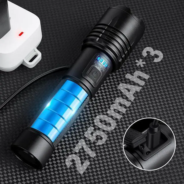 Alt view image 3 of 7 - 3 Pack Rechargeable Flashlights 9000 High Lumens Super Bright LED Flash Light with 3 Light Modes High Power Flashlight with Charging Cables IPX7 Waterproof for Camping Outdoor Home