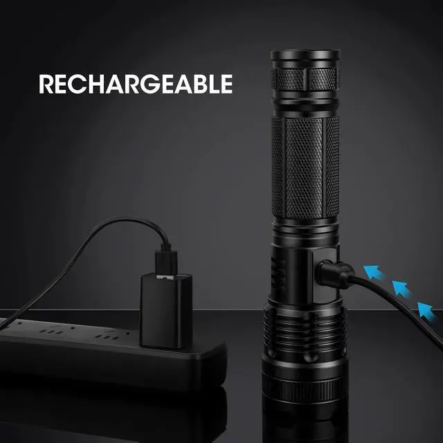 Alt view image 4 of 7 - 3 Pack Flashlights High Lumens - 90 000 Lumen Super Bright Rechargeable Flashlight with 5 Light Modes High Powered 5000 ?Ah LED Flash Light for Home IPX7 Waterproof for Camping