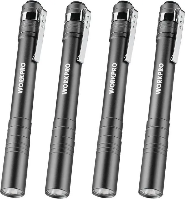 Main image of LED Pen Light Aluminum Pen Flashlights Pocket Flashlight with Clip for Inspection Emergency Everyday 2AAA Batteries Include Gray(4-Pack)