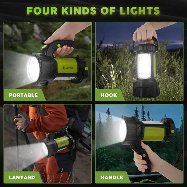 Alt view image 2 of 6 - Camping Lantern Rechargeable LED Flashlight Spotlight Lantern with 800LM 3600 mAh Rechargeable Battery 7 Modes Portable Bright Camping Light for Emergency Outdoor Hiking Power Outages