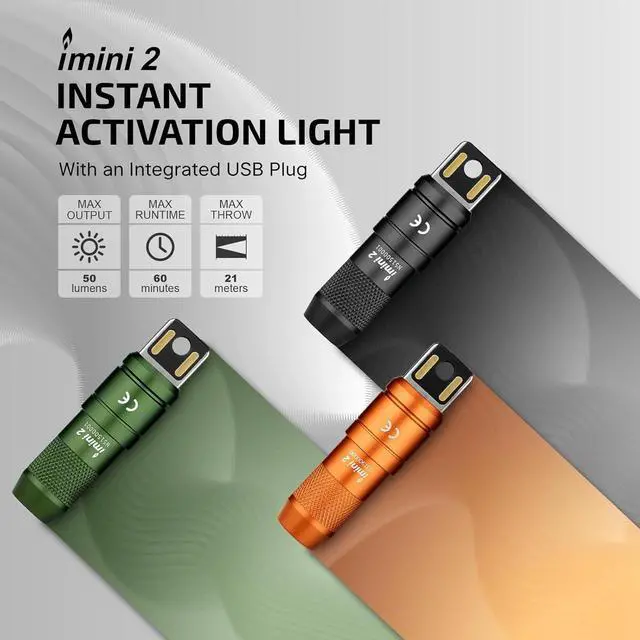Alt view image 2 of 7 - OLIGHT IMINI 2 EDC Rechargeable Keychain Flashlight, 50 Lumens Compact and Portable Mini LED Keyring Lights with Built-in Battery Ideal for Everyday Carry and Emergencies (Black)
