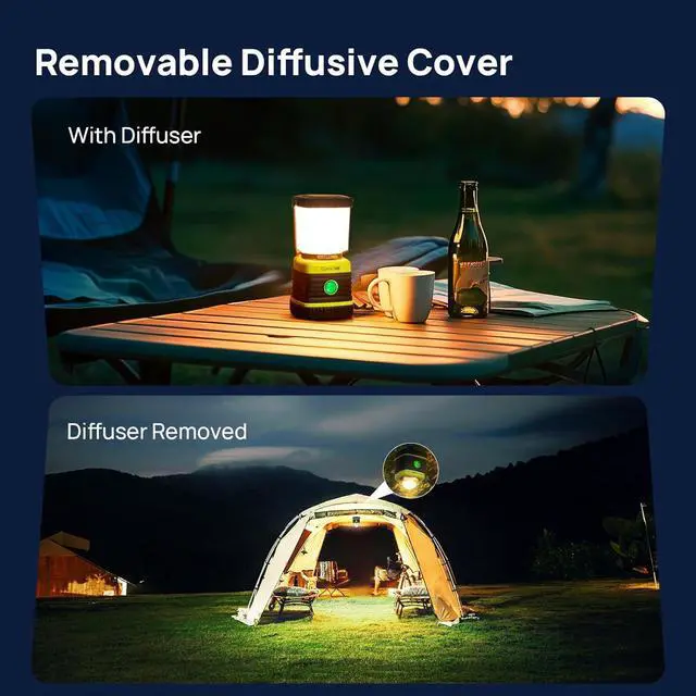 Alt view image 4 of 7 - LED Camping Lantern Battery Powered Camping Lights 1000LM 4 Light Modes IPX4 Waterproof Tent Lights Portable Flashlight for Power Outages Emergency Hurricane Hiking 2-Pack