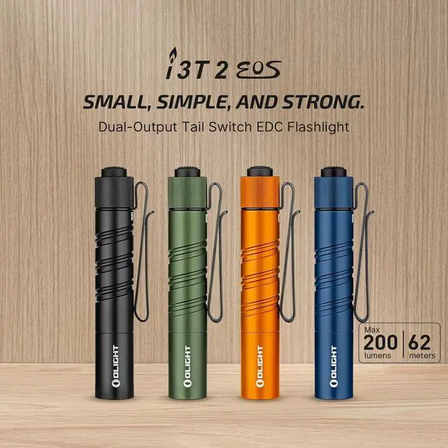 Alt view image 2 of 7 - I3T 2 EOS Pocket EDC Flashlight 200 Lumens Compact Bright Handheld Flash Lights Dual-Output Tail Switch with AAA Battery and Two-Way Pocket Clip for Camping and Hiking (Black)