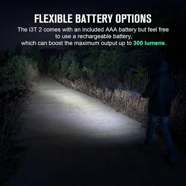 Alt view image 4 of 7 - I3T 2 EOS Pocket EDC Flashlight 200 Lumens Compact Bright Handheld Flash Lights Dual-Output Tail Switch with AAA Battery and Two-Way Pocket Clip for Camping and Hiking (Black)