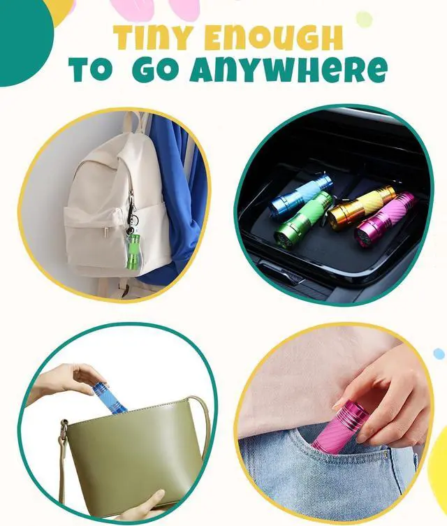 Alt view image 5 of 7 - 4-Pack Mini LED Aluminum Flashlight Party Favors Colors Assorted for Hurricane Supplies with Handle Glow in Dark