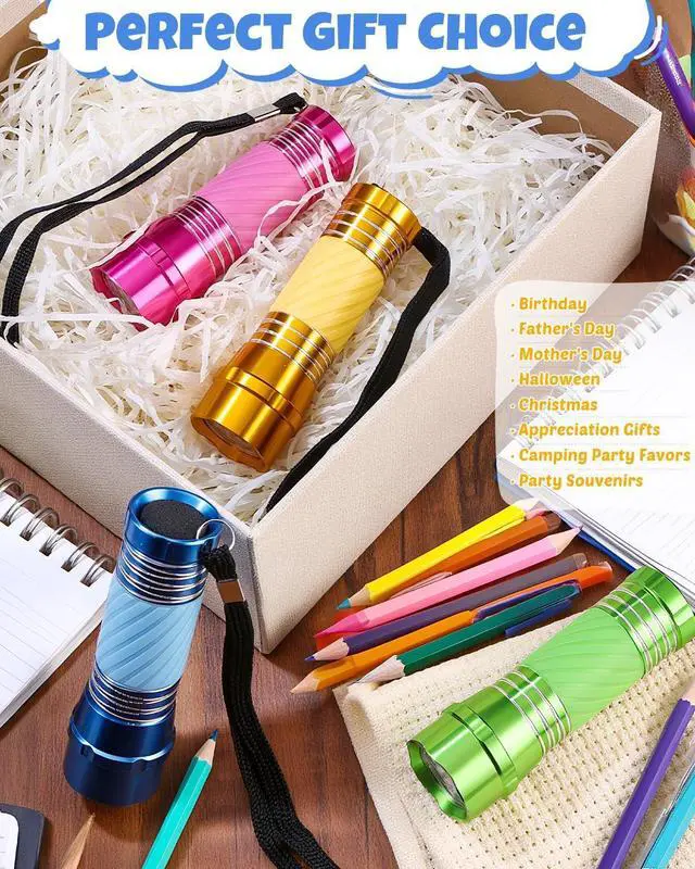 Alt view image 6 of 7 - 4-Pack Mini LED Aluminum Flashlight Party Favors Colors Assorted for Hurricane Supplies with Handle Glow in Dark