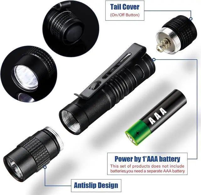 Alt view image 3 of 6 - 20 Pcs Mini Pen Light Flashlights Gifts for Fathers Day Pocket Flashlights Pen with Clip Small LED Handheld Slim Torches Without Battery(3.54 Inch Black)