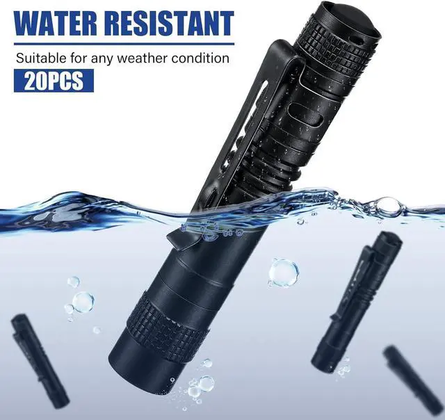 Alt view image 4 of 6 - 20 Pcs Mini Pen Light Flashlights Gifts for Fathers Day Pocket Flashlights Pen with Clip Small LED Handheld Slim Torches Without Battery(3.54 Inch Black)