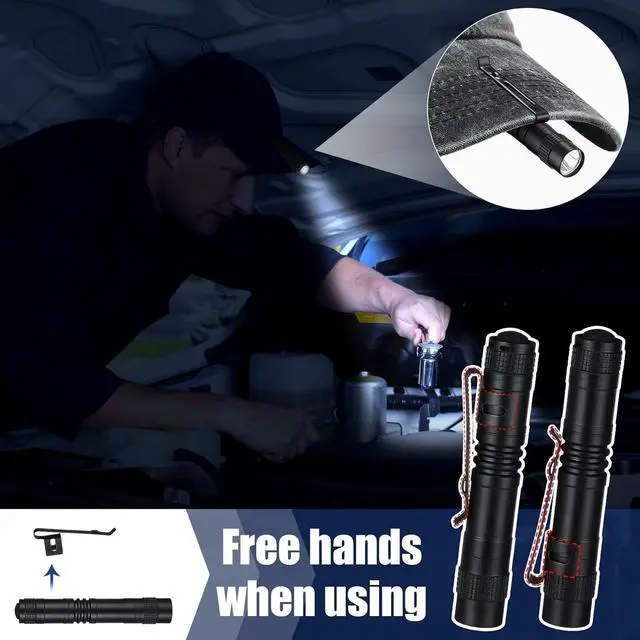 Alt view image 6 of 6 - 20 Pcs Mini Pen Light Flashlights Gifts for Fathers Day Pocket Flashlights Pen with Clip Small LED Handheld Slim Torches Without Battery(3.54 Inch Black)