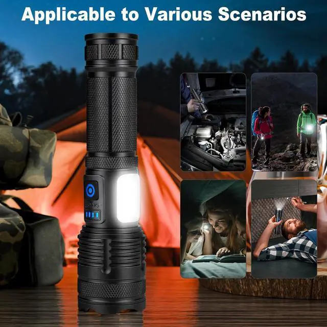 Alt view image 7 of 7 - 3 Pack Rechargeable Flashlights 9000 High Lumen Ultra Bright LED Flash Light for Home High Powered Flashlights with 7 Light Modes IPX7 Waterproof for Camping