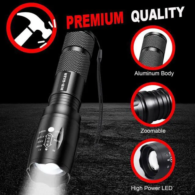 Alt view image 5 of 7 - 1 Mode Flashlights 4 Pack Super Bright Zoomable LED Tactical Flashlight High Lumens Water Resistant Portable Pocket Flash Light for Emergency Camping Home and Gift - SL2000