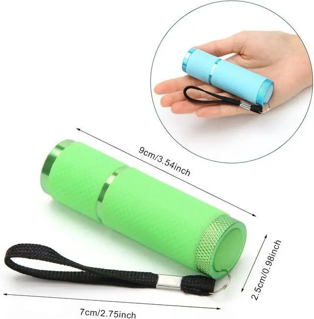 Alt view image 5 of 7 - 9 LED Glow in Dark Flashlights 4 Pack Rubber Coated Small Flashlights with Straps Portable Handy Lights for Camping Hiking Indoor Assorted Colors