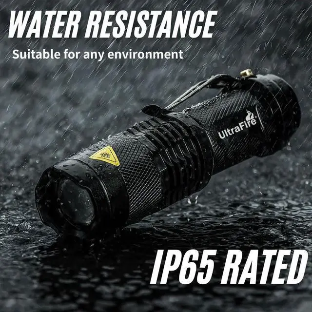 Alt view image 6 of 7 - 3 Pack Mini Flashlights Focus Adjustable SK68 Single Mode Tactical LED Flashlight Ultra Bright 300 Lumens Torch
