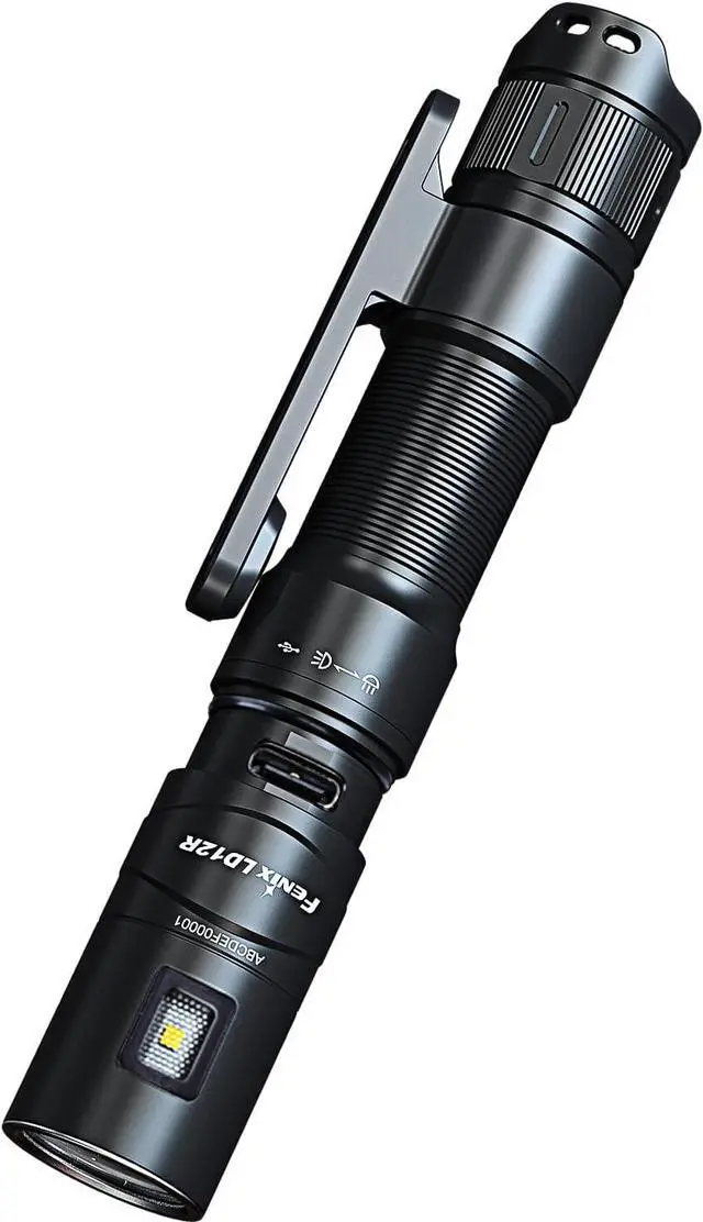 Alt view image 3 of 7 - LD12R EDC Flashlight 600 Lumen USB-C Rechargeable AA Compatible Main and Side Dual LEDs Work Light with Magnetic Clip and Lumentac AA Organizer