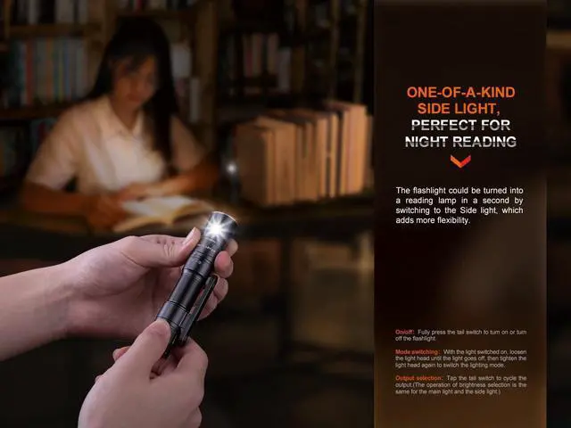 Alt view image 7 of 7 - LD12R EDC Flashlight 600 Lumen USB-C Rechargeable AA Compatible Main and Side Dual LEDs Work Light with Magnetic Clip and Lumentac AA Organizer