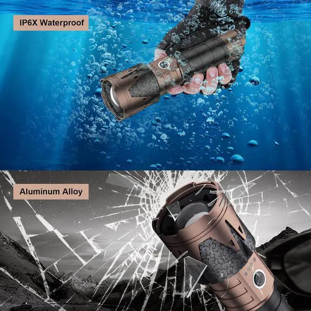 Alt view image 7 of 7 - LED Flashlights High Lumens with Ignition Lens Super Bright Tactical Flashlights Zoomable Five Modes Waterproof Flash Light for Camping Essentials Outdoor Home Emergency-Upgraded