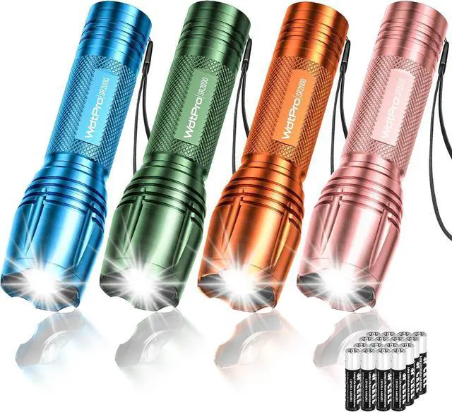 Main image of LED Flashlight High Lumens SR2000 Pro 4 Pack Brighter Tactical Flashlights with 5 Modes & Zoomable Powerful Mini Flash Light for Emergency Camping Hiking (Colorful)