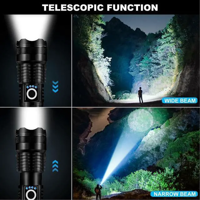 Alt view image 6 of 7 - 3 Pack Rechargeable LED Flashlights High Lumens 90 000LM Super Bright Flashlight Adjustable 5 Modes Powerful Flash Light with USB Cable Waterproof Handheld Flashlight for Home Camping Emergencies