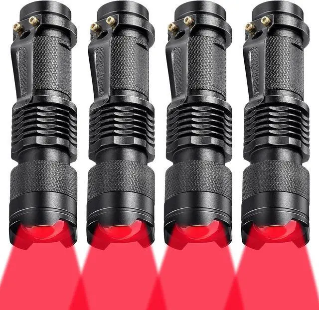 Main image of Honoson 4 Pieces Red Light Flashlight LED Single Mode Torch 1 Mode Scalable Red Lens Filter Flashlight for Night Astronomy Aviation Observation Beach Turtle Safe