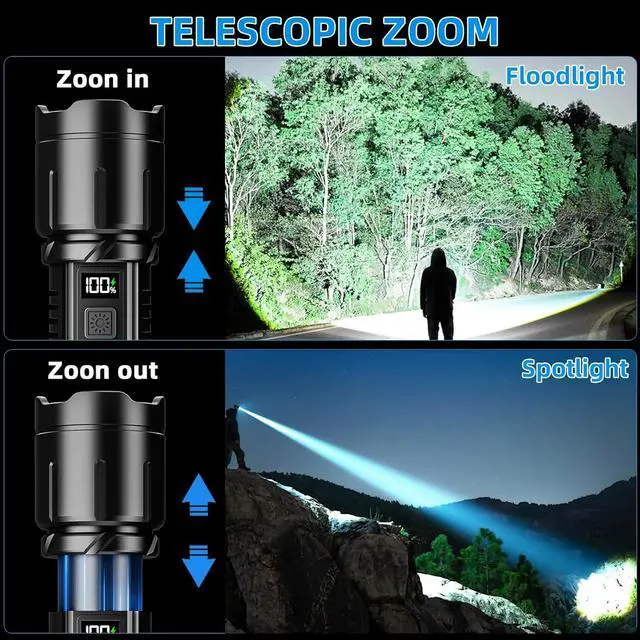 Alt view image 4 of 7 - Rechargeable Flashlight 3000 High Lumens LED Super Bright Flash Light Tactical Flashlights with LCD Power Display 6 Lighting Modes Waterproof Brightest Flashlight for Emergencies Camping