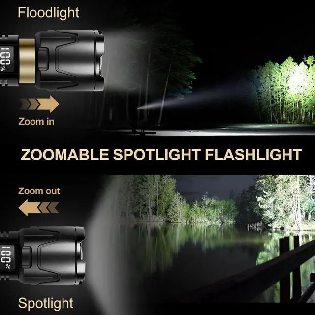 Alt view image 4 of 7 - LED Rechargeable Tactical Flashlights High Lumens 1000000 Military Grade Aluminum Super Bright Flashlight Upgraded Removable 5000mAh 26650 Battery Waterproof Flashlight for Emergencies Camping