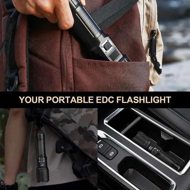 Alt view image 7 of 7 - LED Rechargeable Tactical Flashlights High Lumens 1000000 Military Grade Aluminum Super Bright Flashlight Upgraded Removable 5000mAh 26650 Battery Waterproof Flashlight for Emergencies Camping