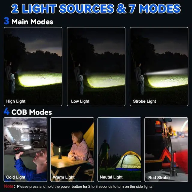 Alt view image 3 of 7 - 3Pack Rechargeable Flashlights 7Mode Flashlights High Lumens Super Bright LED Flashlight Adjustable Tactical Flash Light High Powered Flash Light Handheld Flashlight for Home Emergency Camping
