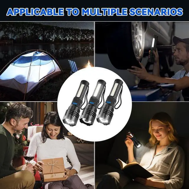 Alt view image 7 of 7 - 3Pack Rechargeable Flashlights 7Mode Flashlights High Lumens Super Bright LED Flashlight Adjustable Tactical Flash Light High Powered Flash Light Handheld Flashlight for Home Emergency Camping