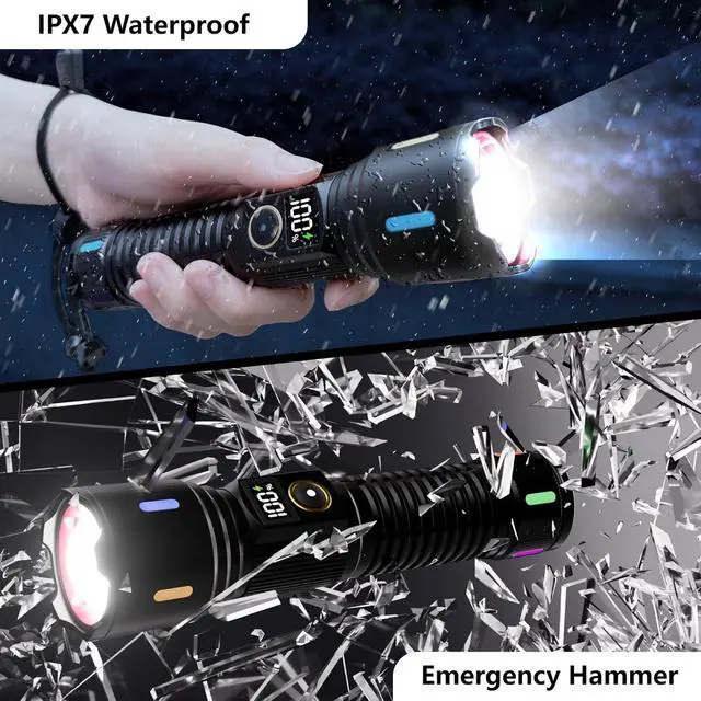 Alt view image 6 of 7 - Rechargeable Flashlights High Lumens 2000LM LED Super Bright Flash Light Strong Handheld Tactical Flashlight Adjustable High Powered Flash Lights 5-Mode Powerful Linternas for Emergencies Camping