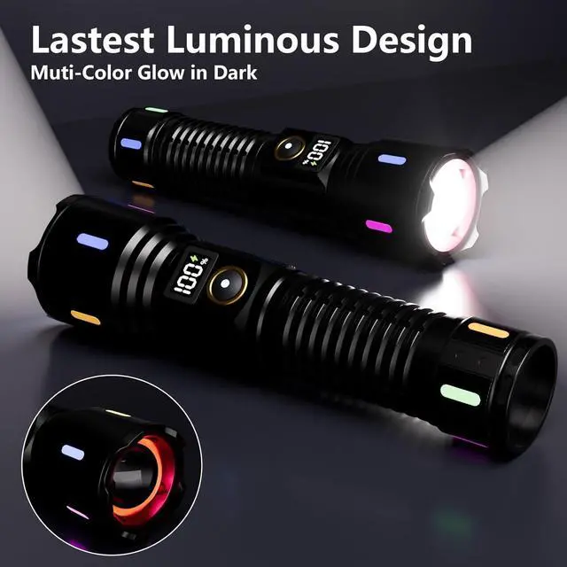 Alt view image 7 of 7 - Rechargeable Flashlights High Lumens 2000LM LED Super Bright Flash Light Strong Handheld Tactical Flashlight Adjustable High Powered Flash Lights 5-Mode Powerful Linternas for Emergencies Camping