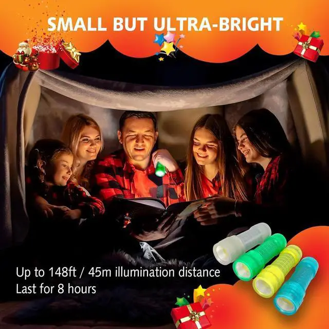 Alt view image 6 of 7 - 7 Pack Glow in Dark Flashlights Mini 9-LED Flashlight for Kids Party Bulk Flashlights with Batteries for Class TeachingCamping Wedding