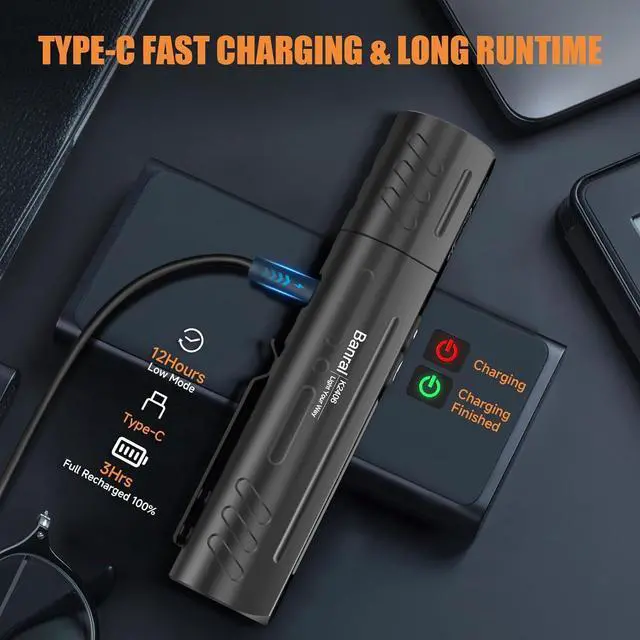 Alt view image 6 of 7 - Rechargeable Tactical Flashlights High Lumens - Super Bright Small Powerful LED Magnetic USB C Flashlight 8 Modes Dual Button Waterproof Pocket Flash Light for Emergency Car (2 Black)