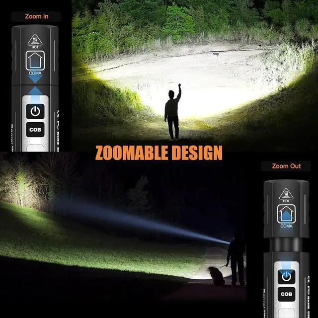 Alt view image 7 of 7 - Rechargeable Tactical Flashlights High Lumens - Super Bright Small Powerful LED Magnetic USB C Flashlight 8 Modes Dual Button Waterproof Pocket Flash Light for Emergency Car (2 Black)