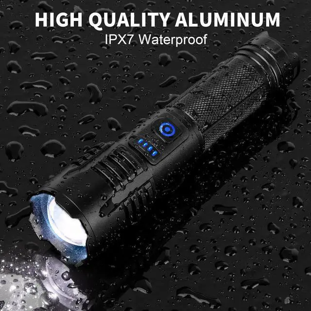 Alt view image 4 of 7 - Flashlights 990 000 High Lumens Super Bright LED Rechargeable Flashlight 5 Modes Waterproof Flash Light for Home Camping Hiking
